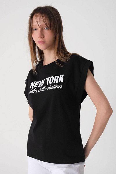 Addax Crew Neck New York Printed T-shirt P10055-t5
