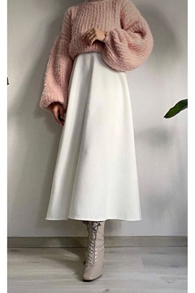 CNG MODA PUF SCUBA CLOSE SKIRT WHITE