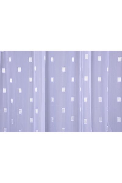 AKÇA TEKSTİL TERGAL WHITE CHECKED WHITE COLOR SINGLE WING Ready Planted Pleated Background Curtain 300*260 Cm