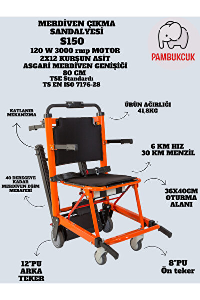 pambukcuk Akülü Merdiven İnme Çıkma Sandalyesi S150