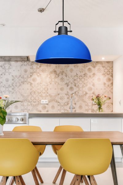 Art&Gift Blue Kugel Metal Pendant Lamp - Kitchen, Chandelier, Office, Hall, Cafe and Ceiling Lighting