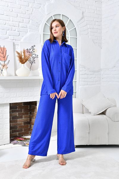 VOLT CLOTHİNG Women's Wide Leg Trousers Set with Chest Pocket