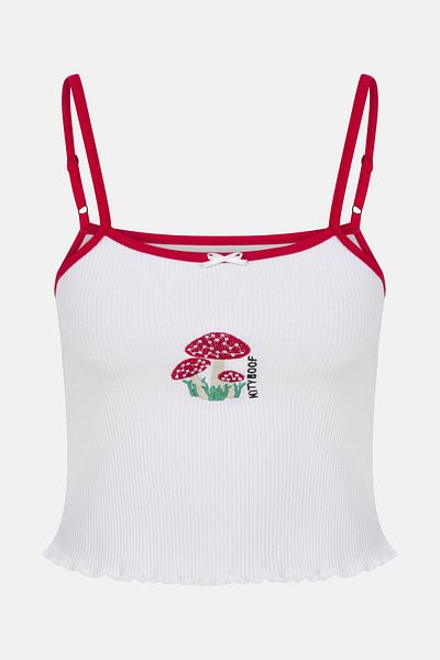 Kity Boof Happy Mushroom Patterned Strappy Crop Body