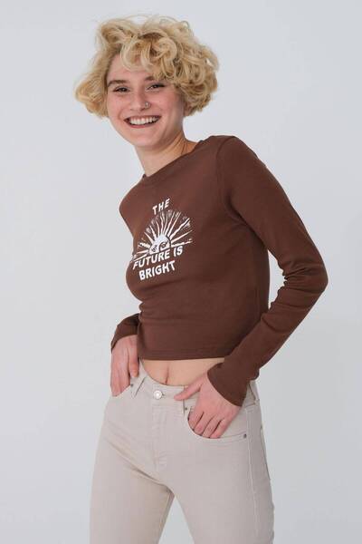 Addax The Future Is Bright Printed Blouse P1009-asn74