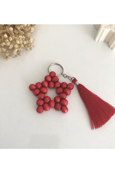 Gift Star Bead Keychain Red (GOLD KEYCHAIN)Engagement, Henna, 10 Pieces Individually Packaged