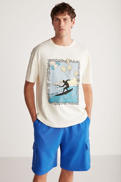 GRIMELANGE Jerome Oversize Vanilla Single T-shirt