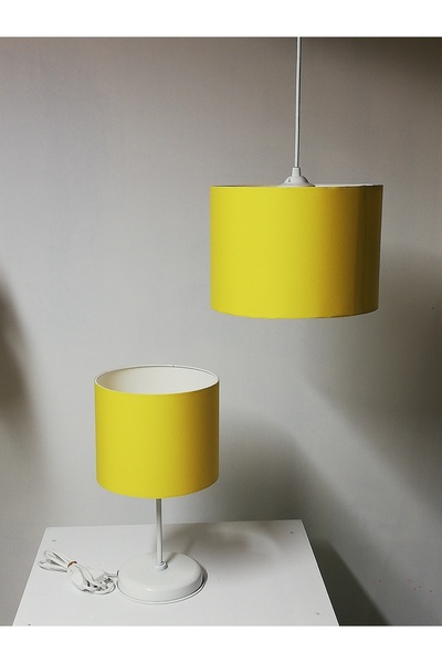 TEKAY AYDINLATMA Sarı çocuk odası genç odası yatak odası avize abajur seti 1 ...