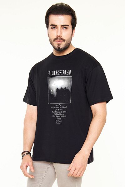 Pisa Art Tricou negru oversize unisex imprimat Burzum
