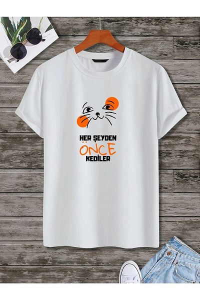 Pisa Art Unisex βαμβακερό μπλουζάκι Oversize Cats πριν από τα πάντα