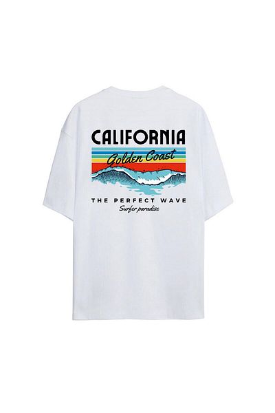 Pisa Art Λευκό μπλουζάκι California Back Printed 100% βαμβακερό Oversize