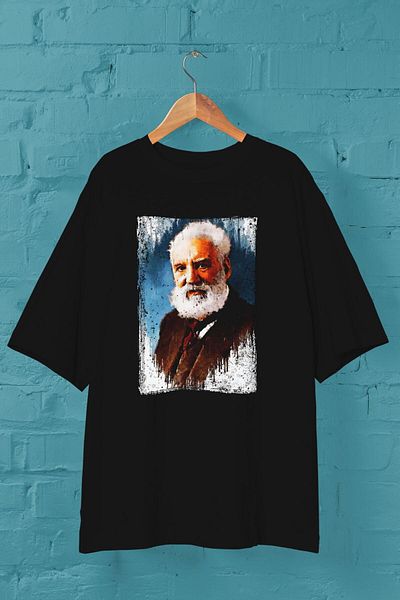 Pisa Art Alexander Graham Bell εμπριμέ μαύρο μπλουζάκι Unisex Oversize