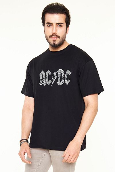 Pisa Art Ac Dc - Унисекс черна тениска с щампа High Voltage