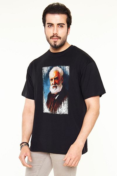 Pisa Art Alexander Graham Bell εμπριμέ μαύρο μπλουζάκι Unisex Oversize