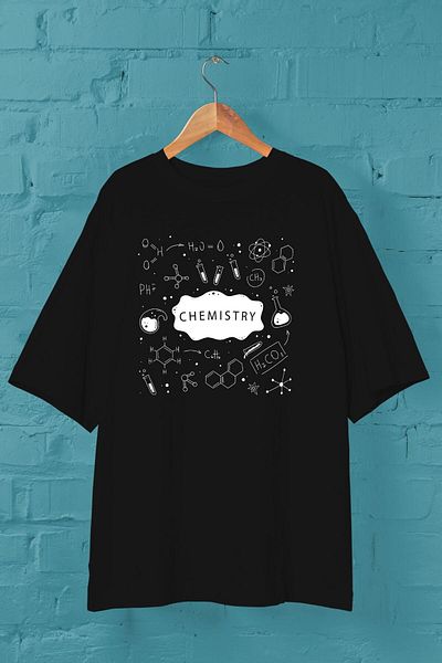 Pisa Art Μαύρο μπλουζάκι Unisex Oversize με στάμπα χημείας