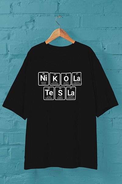 Pisa Art Μπλουζάκι Nikola Tesla με στάμπα μαύρο oversize