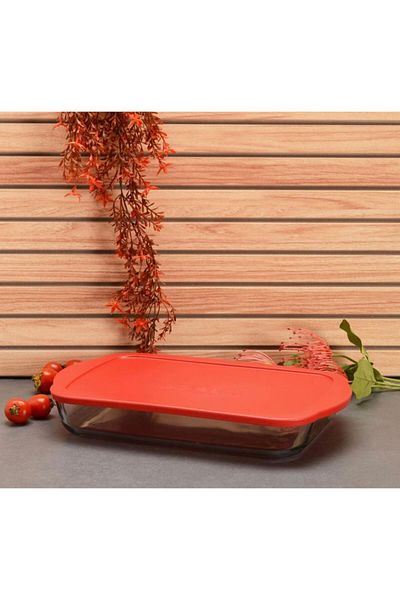 Paşabahçe Borcam Red Rectangular Storage Container with Lid 59124 45*25