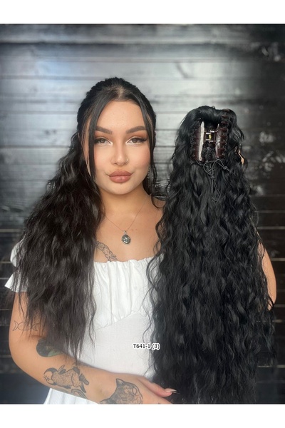 Suzan Peruk Afro Dalgalı Tokalı Mandallı Postiş 70cm ekstra uzun ve gür AFRO ...