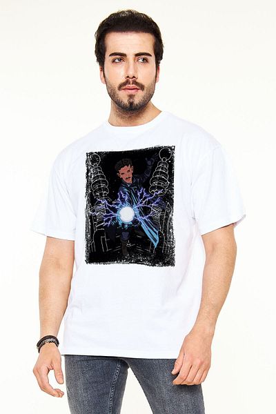 Pisa Art Μπλουζάκι Nikola Tesla με στάμπα λευκό Unisex Oversize