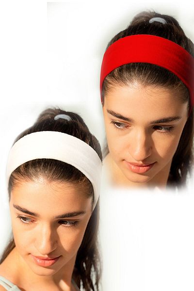 Zupimo 2 Women's Bandanas Made of Combed Cotton Fabric - Hair Band - Sports Headband