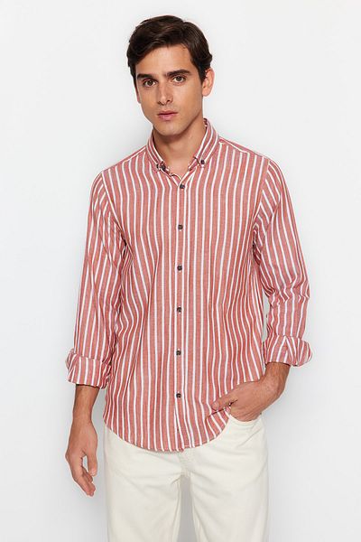 Trendyol Collection Slim Fit-Hemd aus Baumwolle mit Streifenmuster - TMNAW23GO00164