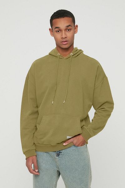 Trendyol Collection Fleece Cotton Hooded Oversize Sweatshirt - Labeled, TMNAW21SW2005