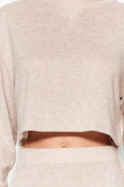 Trendyol Collection Light Beige Soft Fabric Knitted Top and Bottom Set TWOAW24AU00071
