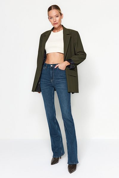Trendyol Collection Blue High Waist Flare Jeans TWOAW24JE00147