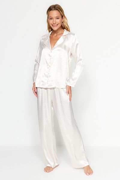 Trendyol Collection Zebra Pattern Satin Pajamas Set - Shirt and Pants Thmaw24Pt00001
