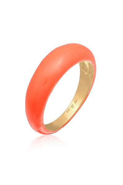 ELLI Ring für Damen – Stapelband aus 925er Sterlingsilber, Emaille-Orange, vergoldet