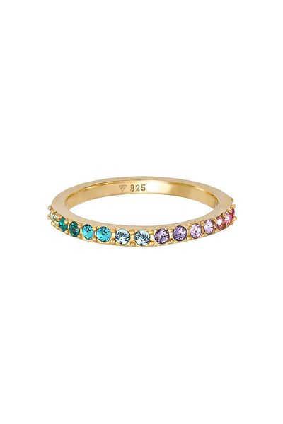 ELLI Damenring – Regenbogenmuster, mehrfarbig, mit exquisiten Trendkristallen, 925er Sterlingsilber