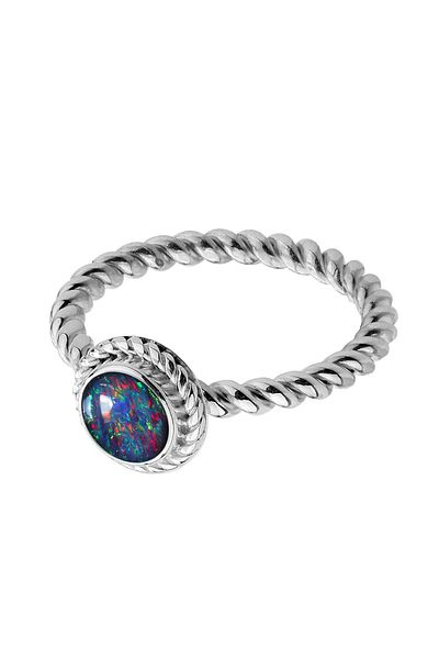 Nenalina Ring Ring Tripletten-Opal Geburtsstein Oktober Boho 925 Silber