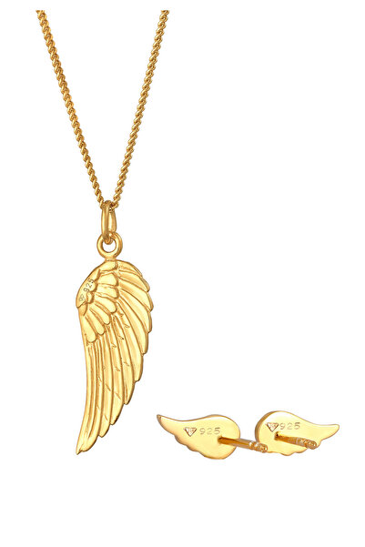 ELLI Schmuckset Engelsflügel Halskette Ohrstecker 925 Silber