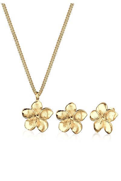 ELLI Schmuckset Frangipani Blüte 925 Ayar Gümüş