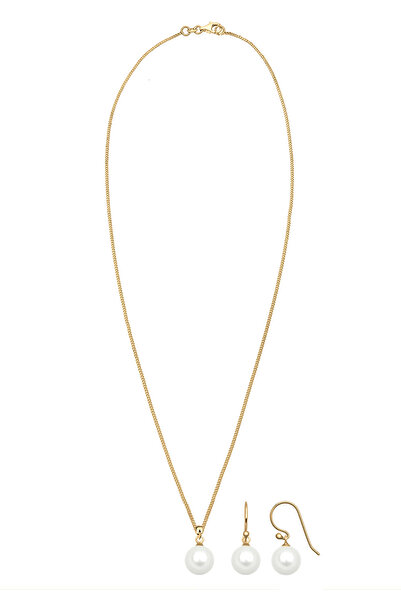 ELLI Schmuckset Muschelkernperle 925 Ayar Gümüş Geschenkidee