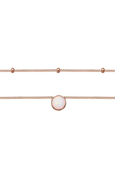 ELLI Halskette Damen Choker Satte Chain Layer Trend mit synthetischem Opal in 925 Sterling Silber