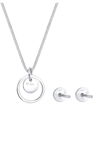 ELLI Schmuckset Rund Plättchen Kette Ohrstecker 925 Silber