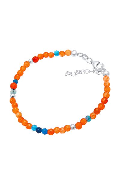 Nenalina Armband Achat Kugeln Perlen Bunt Beach 925 Silber