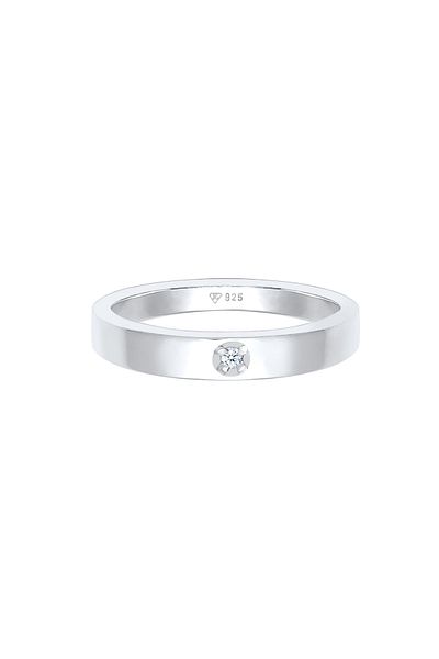 ELLI Ring Solitär Bandring Diamant 0.015 ct. 925 Silber
