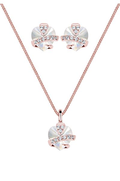 ELLI Schmuckset Herz Glamourös Kristalle 925 Silber