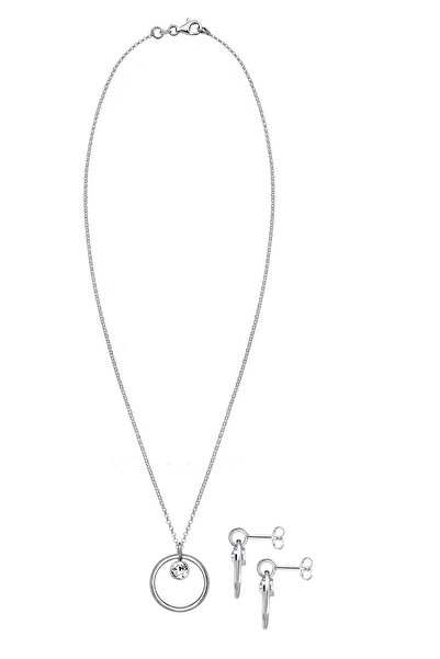 ELLI Schmuckset Kreis Geo Kristalle 925 Silber Tondo