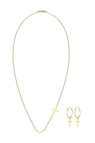 ELLI Schmuckset Kette Ohrringe Kreuz Religion Glaube 925 Silber