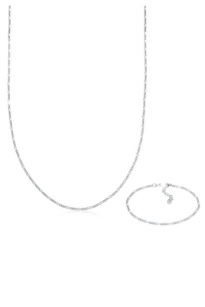 ELLI Schmuckset Figaro Halskette Kol Bandı Basic 925 Gümüş