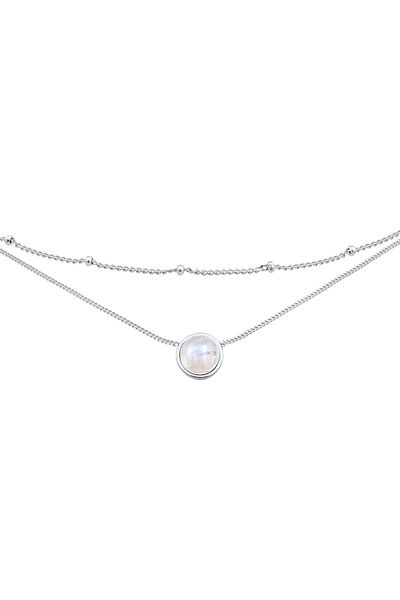 ELLI Halskette Choker Layer Mondstein Kugelkette 925 Silber