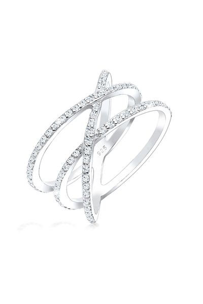ELLI Prsten 925 Sterling Silver Zirkonium Wickelring