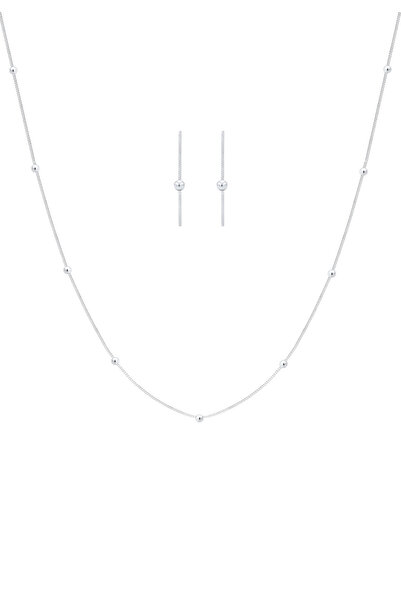 ELLI Schmuckset Geo Kugel Minimal Basic 925 Ayar Gümüş Rond