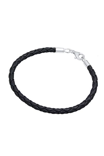 Nenalina 925 Silber Faux Leder – Perlenanhänger-Armband und Bettelarmband