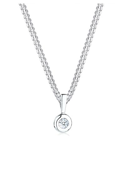 ELLI Halskette Kreis Solitär Rund Diamant (0,03 ct.) 925 Silber