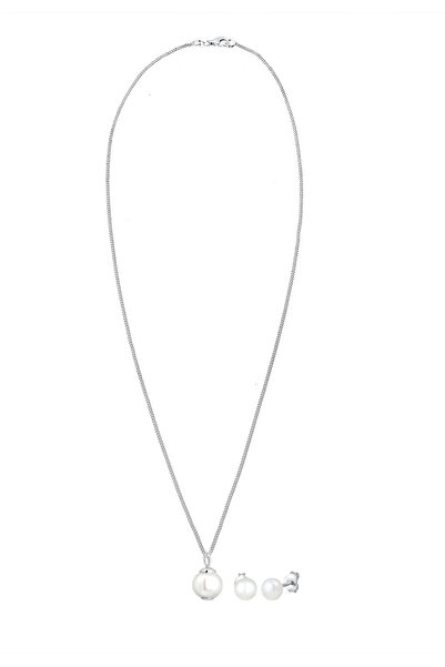 ELLI Schmuckset Luxuriös Filigran Süßwasserzuchtperlen 925 Silber