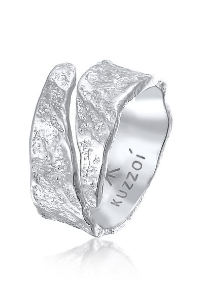 KUZZOI Ring Bandring Struktur Used Look 925 Silber