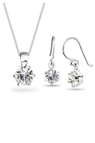 ELLI Schmuckset 925 Ayar Gümüş Kristal